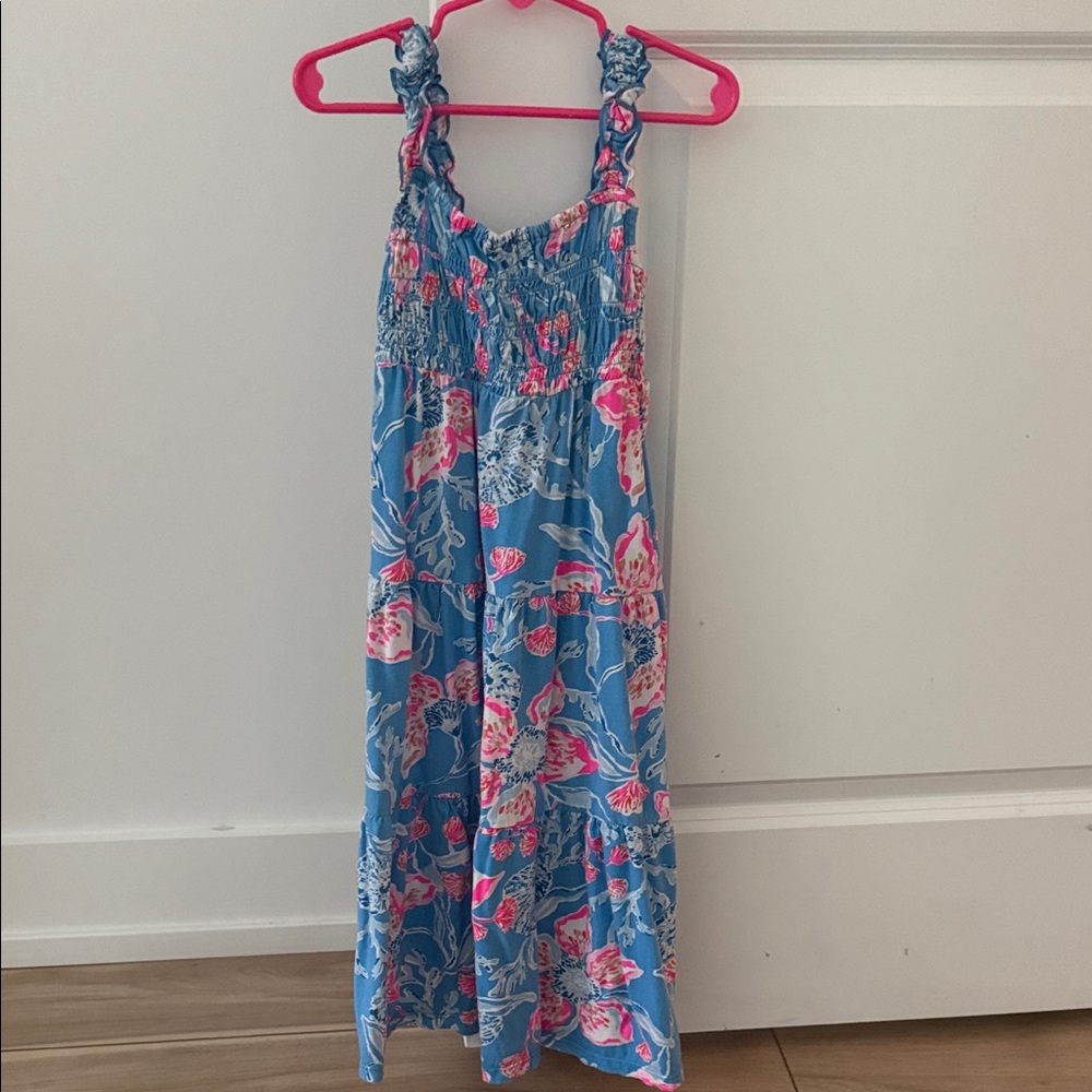Lilly Pulitzer Blue & Pink Floral Maxi Sundress. Small (4-5)